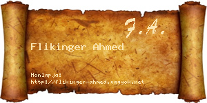Flikinger Ahmed névjegykártya